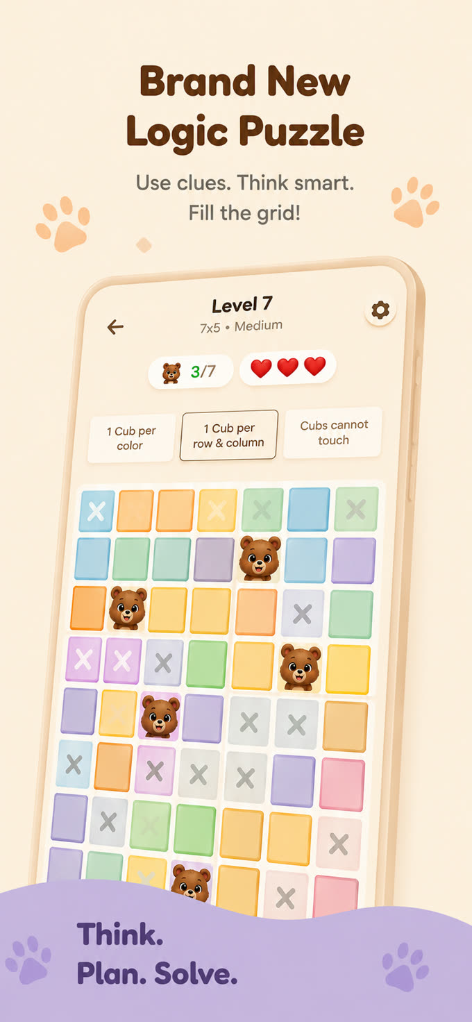Cubdoku screenshot: Brand new logic puzzle, use clues, think smart